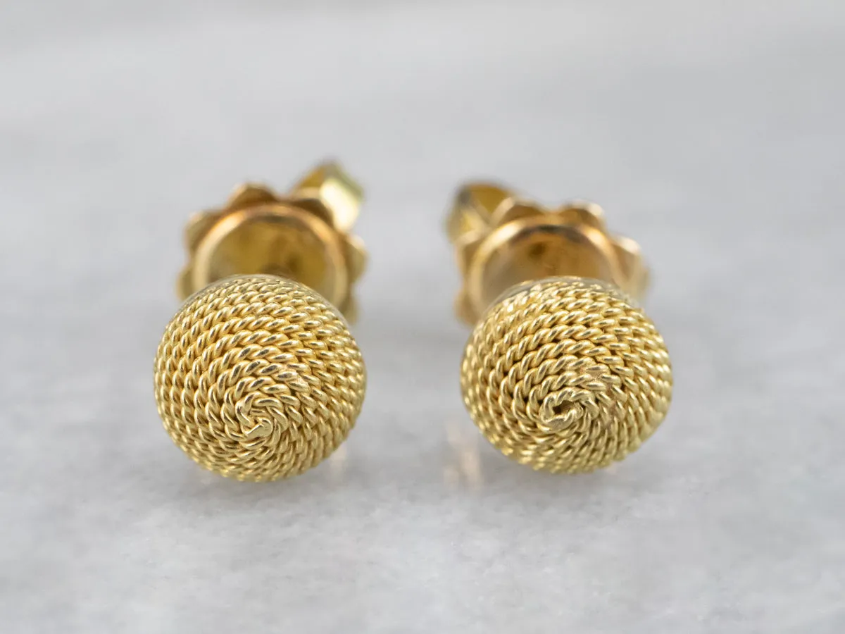 18K Gold Rope Twist Stud Earrings