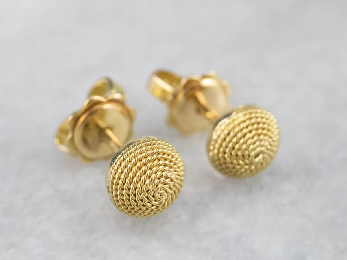 18K Gold Rope Twist Stud Earrings