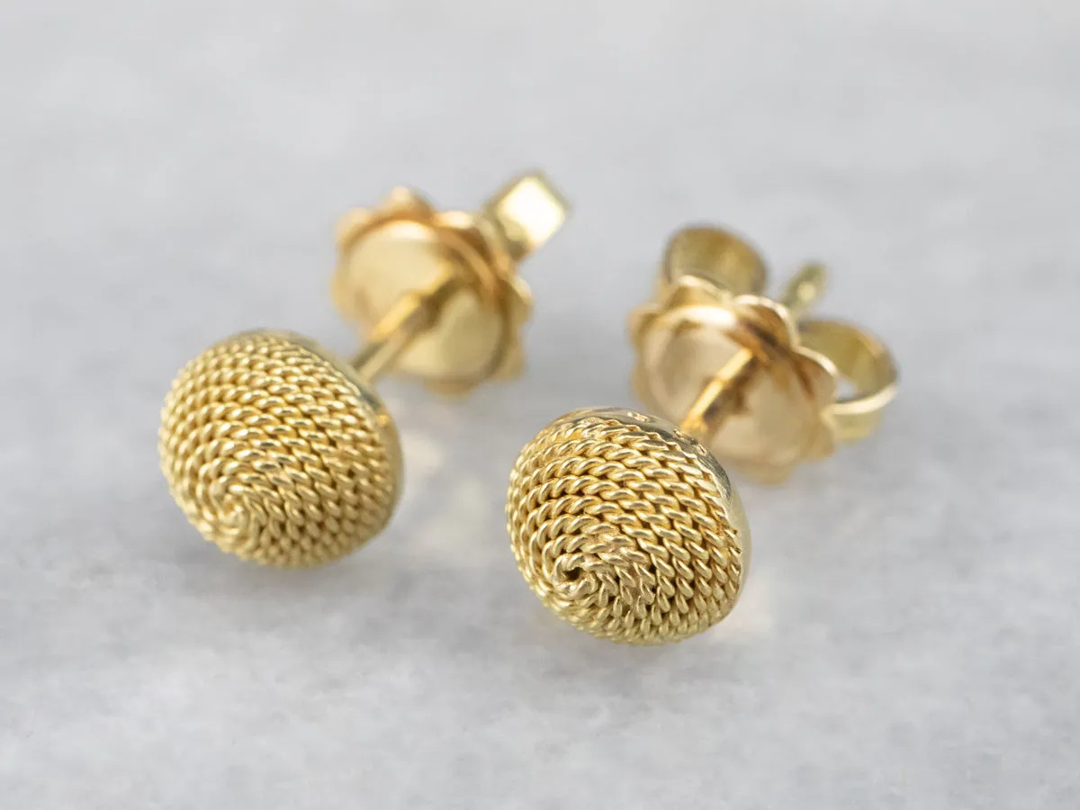 18K Gold Rope Twist Stud Earrings