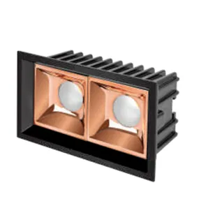 2 Module Linear Rose Gold Linea 70-SR Deep Recessed Reflector Ring Cob Downlight 20w ALLN7020