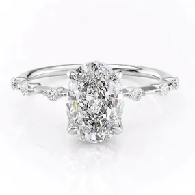 3CT Oval Cut Side Stone Moissanite Engagement Ring