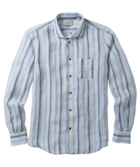 Amalfi Stripe Linen Long-Sleeve Sport Shirt