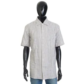 Andre' Striped Linen Shirt - Bi-color, Shortsleeve, Chestpocket