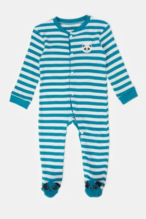 Baby Blue Striped Sleepsuit