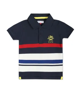 Boys Horizontal Stripe Cotton Pique Polo Shirt