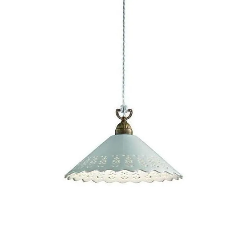 Brass & White Ceramic Traditional Pendant Light