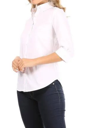 Casual Stretch Button Down White Shirt