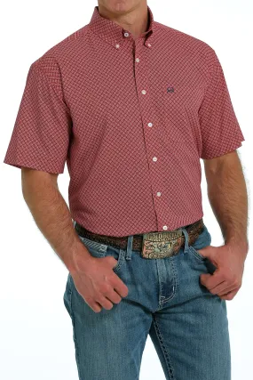 Cinch® Men's Red Geo Print Short Sleeve Button Front Western Shirt