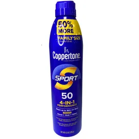 Coppertone Sunscreen Spray Sport 50 4-in-1 8.3OZ (48 Pcs Lot)