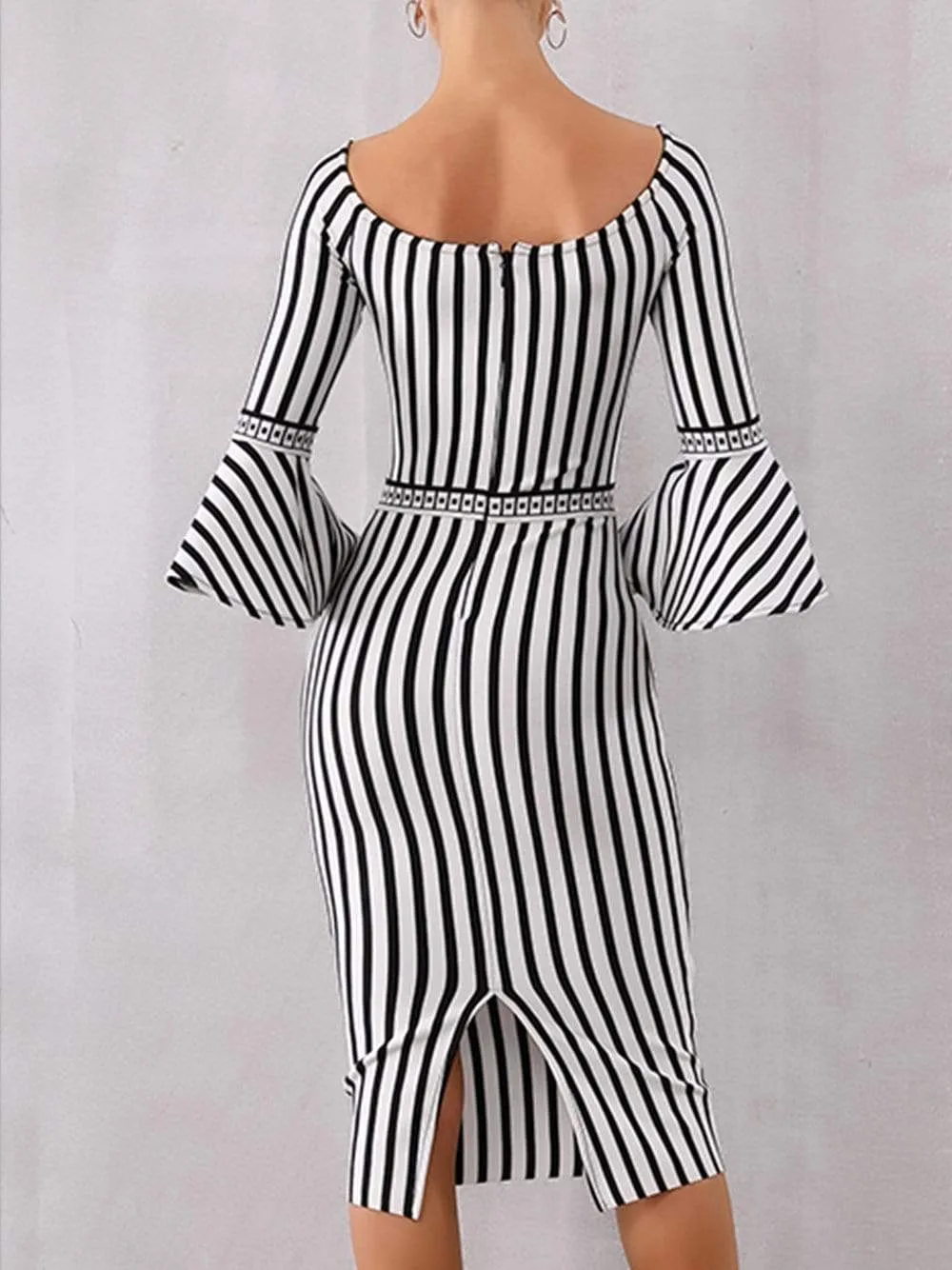 DILLON Striped Strapless Dress