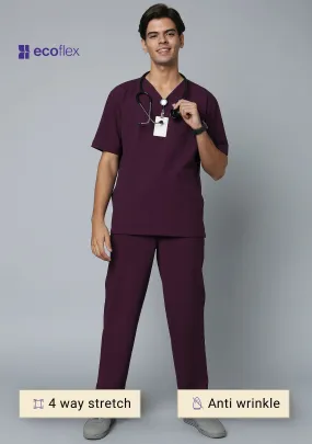 Ecoflex Men's V-Neck (Wine) Plus Size Scrub