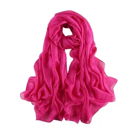 Extra Wide Flax Feel Scarf Solid Fuchsia Color FLX009