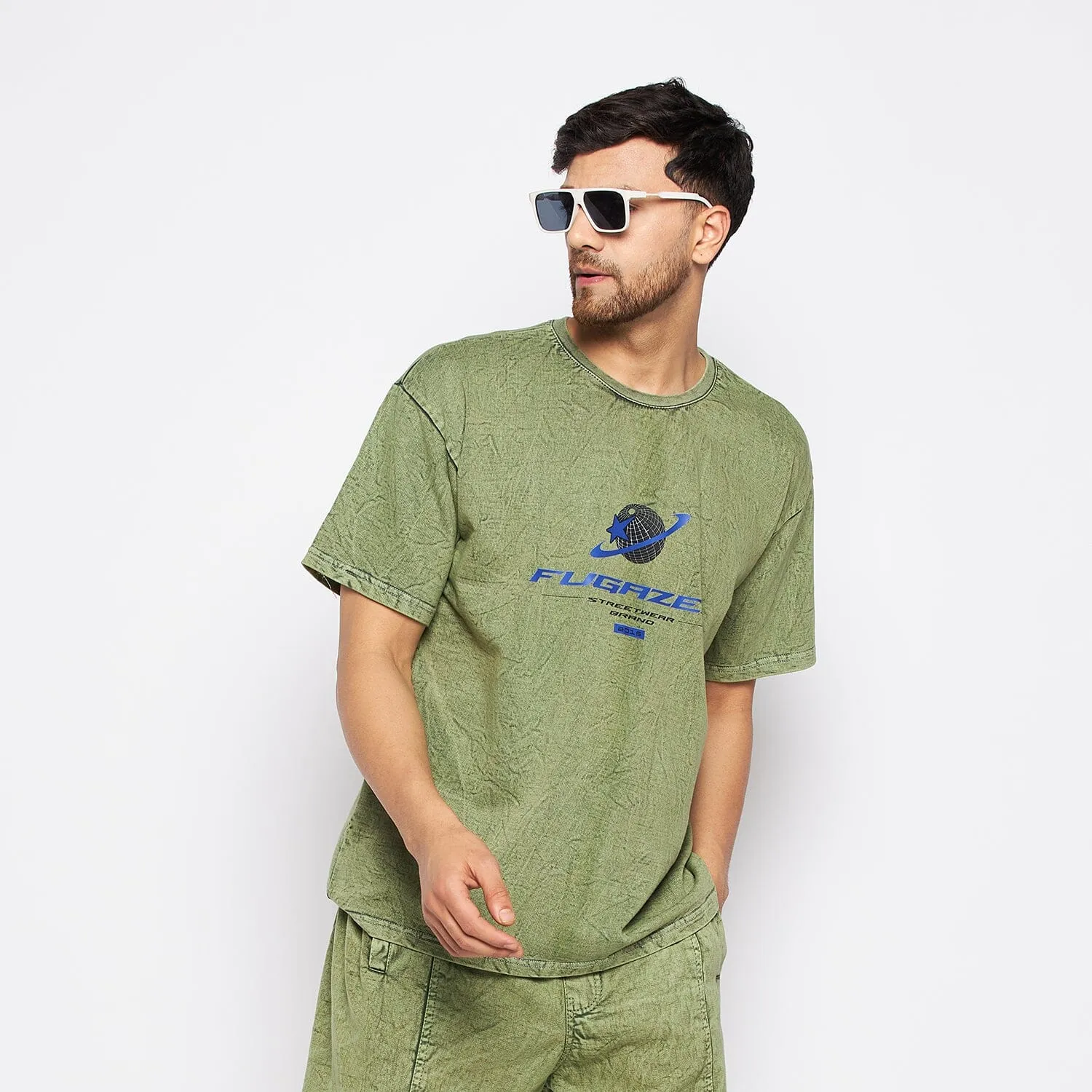 Green Acid Wash Oversized Graphic Tee