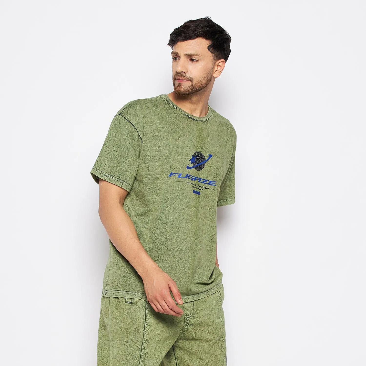 Green Acid Wash Oversized Graphic Tee