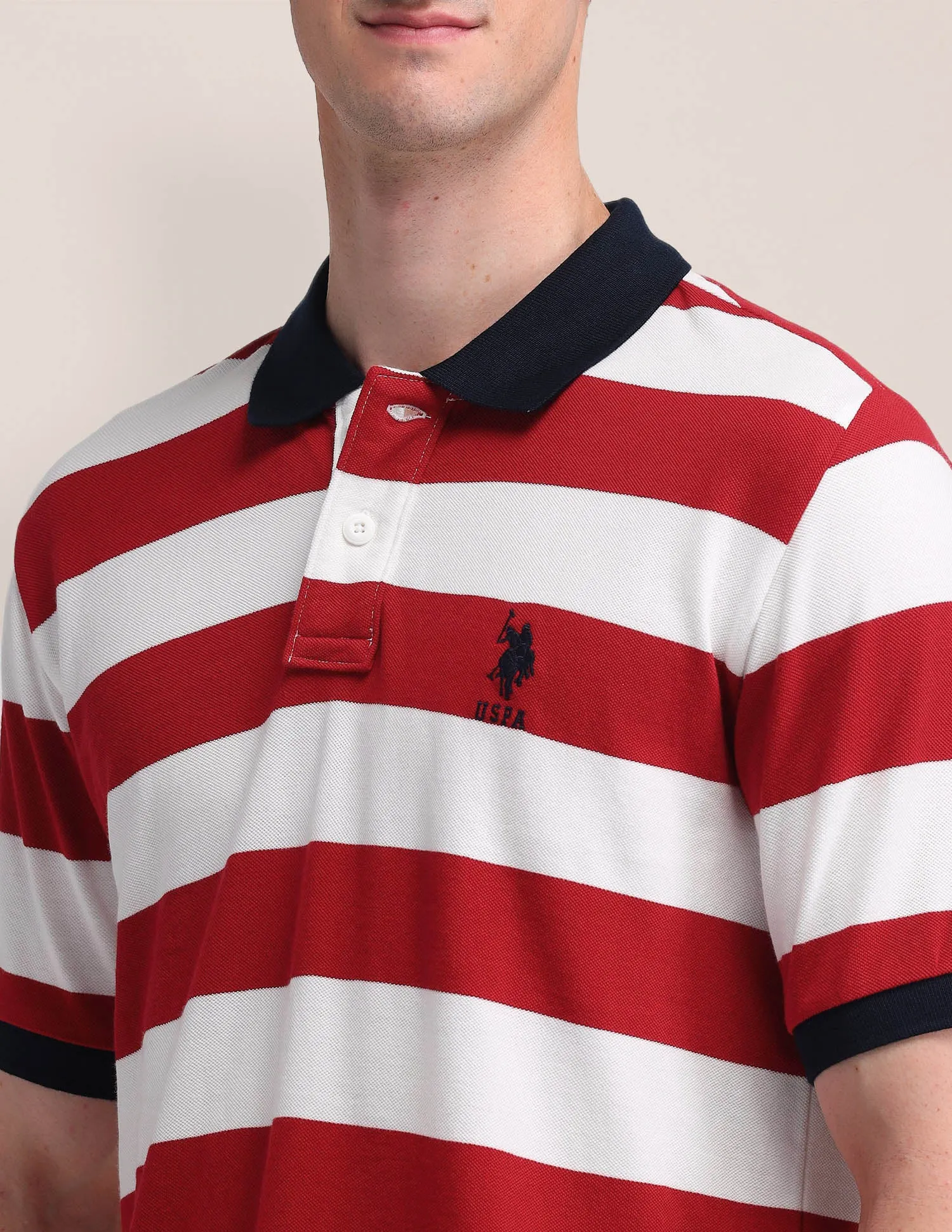 Horizontal Striped Slim Fit Polo Shirt