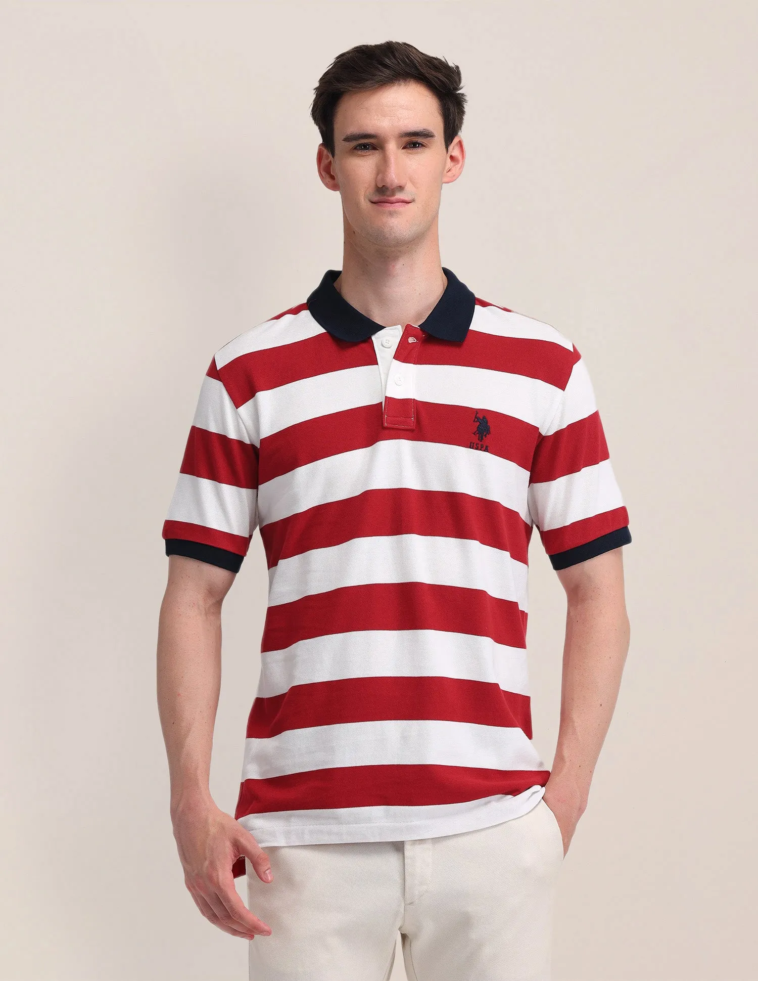 Horizontal Striped Slim Fit Polo Shirt