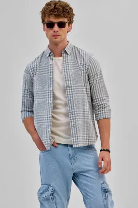 Light Blue Checks Slim Fit Shirt