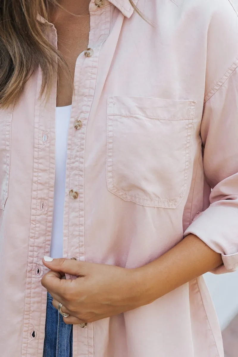 Light Dusty Pink Button Down Top - FINAL SALE