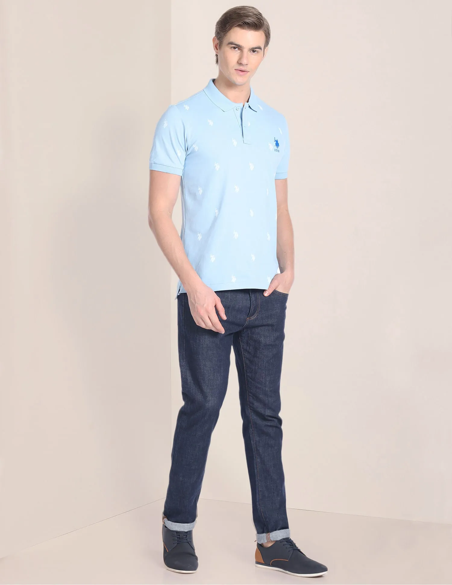 Logo Print Slim Fit Polo Shirt