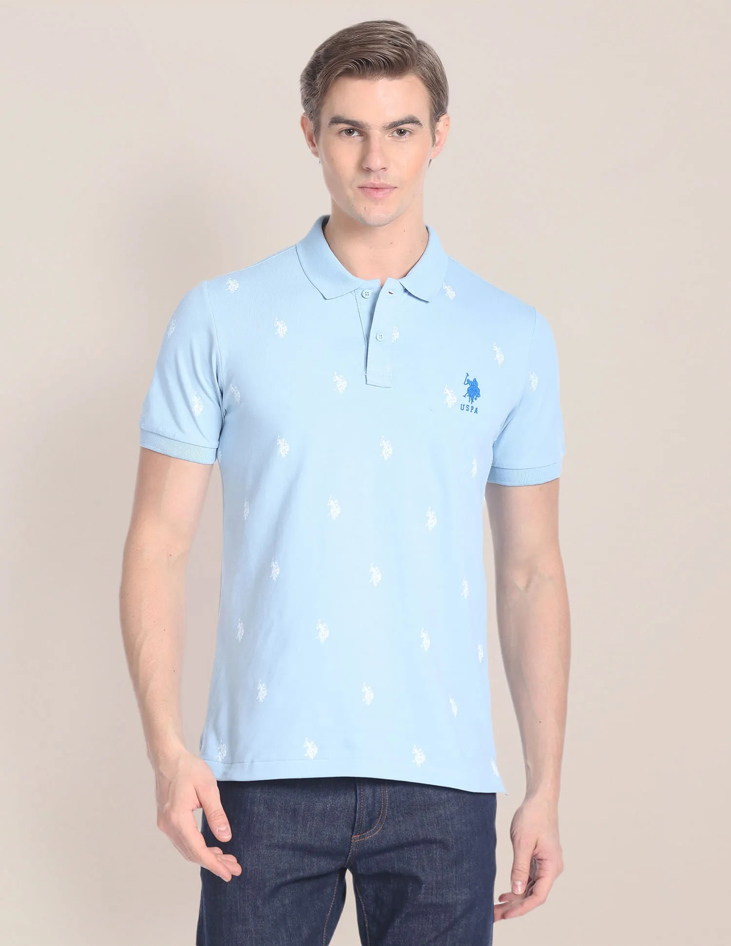 Logo Print Slim Fit Polo Shirt