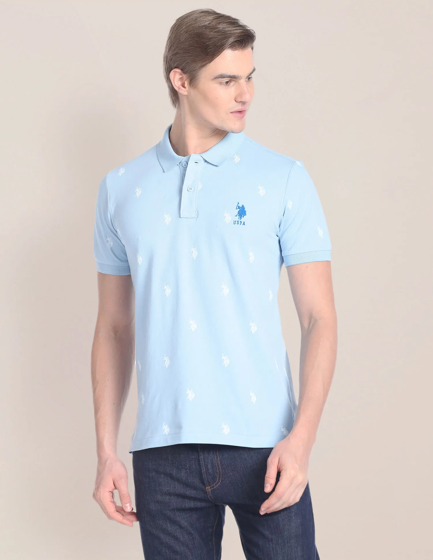 Logo Print Slim Fit Polo Shirt