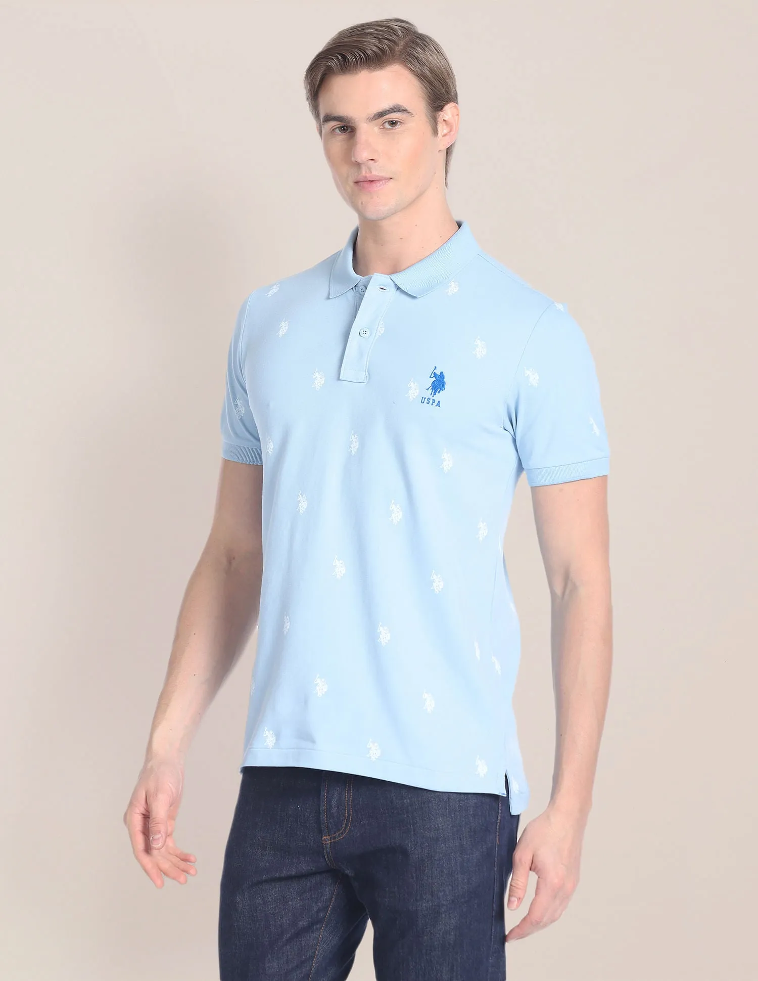 Logo Print Slim Fit Polo Shirt