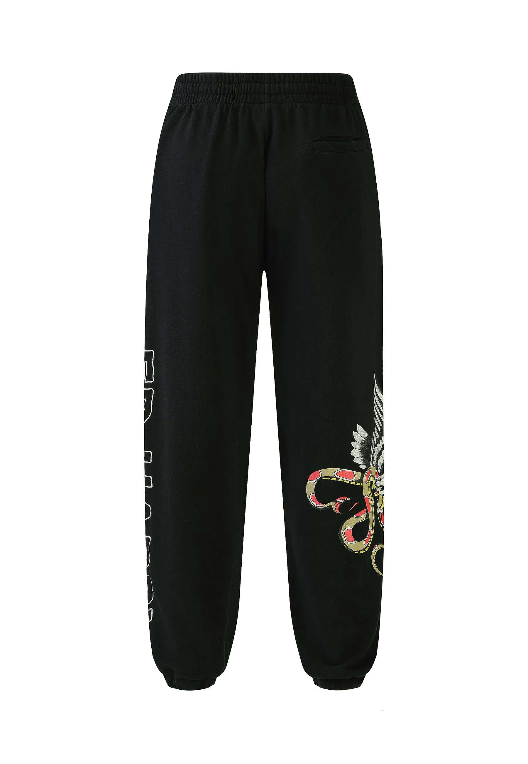 Mens Snake And Eagle Battle Joggers Pants - Black