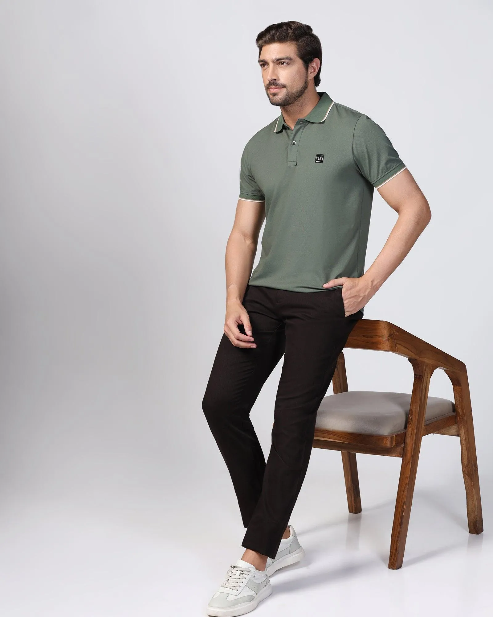 Polo Thyme Green Solid T-Shirt - Andro