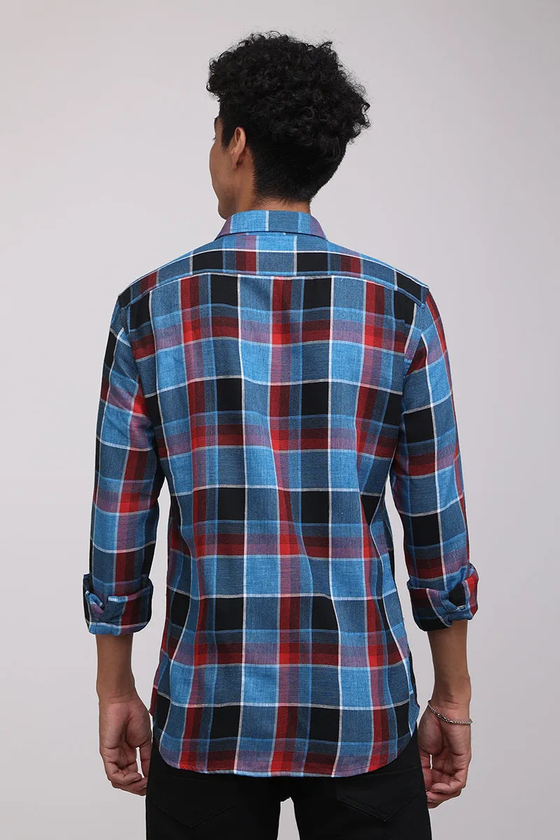 Portrait Cobalt Blue Checks Shirt