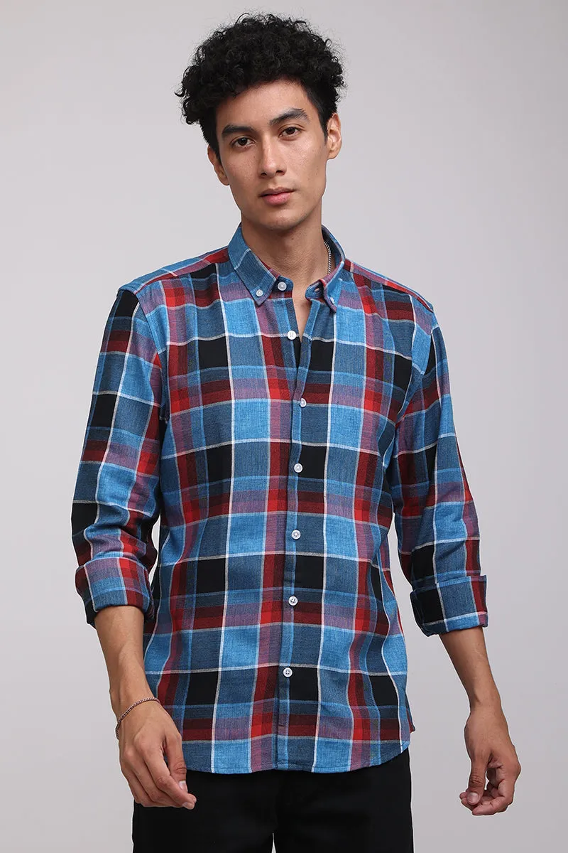 Portrait Cobalt Blue Checks Shirt