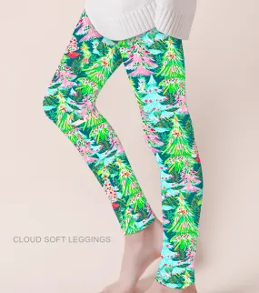 [Pre Order] Merry & Bright Jubilee Tree - Adult & Kids Casual Cloud Soft Yoga Band Leggings (EST SHIP LATE OCT)