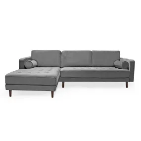 Roma Fabric Velvet Sectional Sofa in Gray Velvet 104