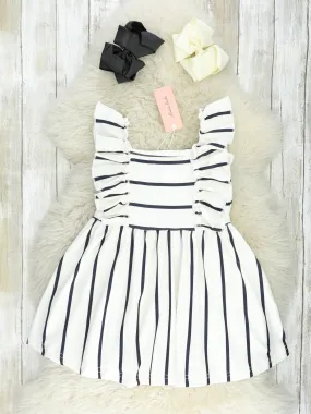 Striped Flutter Sleeve Dress