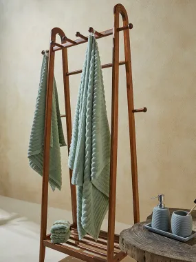 Westside Home Light Sage Self-Striped Luxe Bath Towel