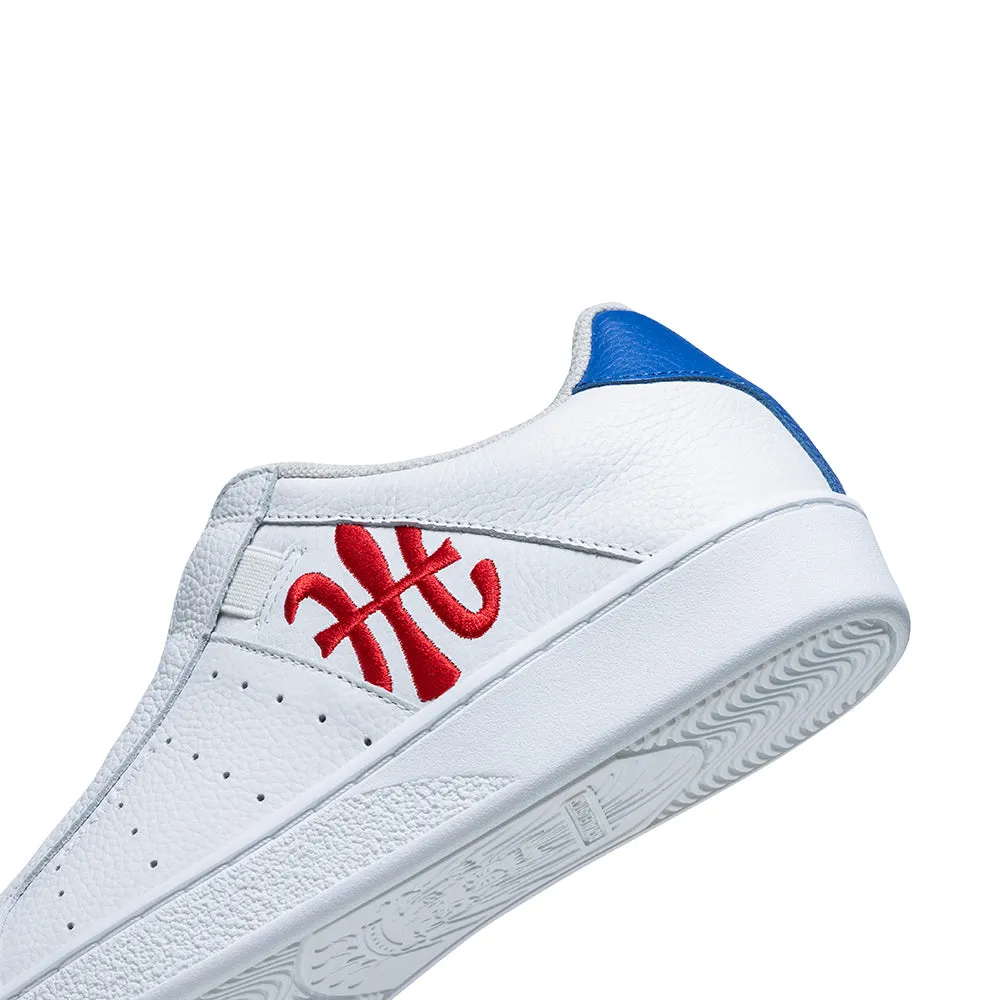 Women's Icon White Red Blue Logo Leather Sneakers 91922-015